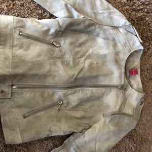 Fake leather girls jacket. Distress gray